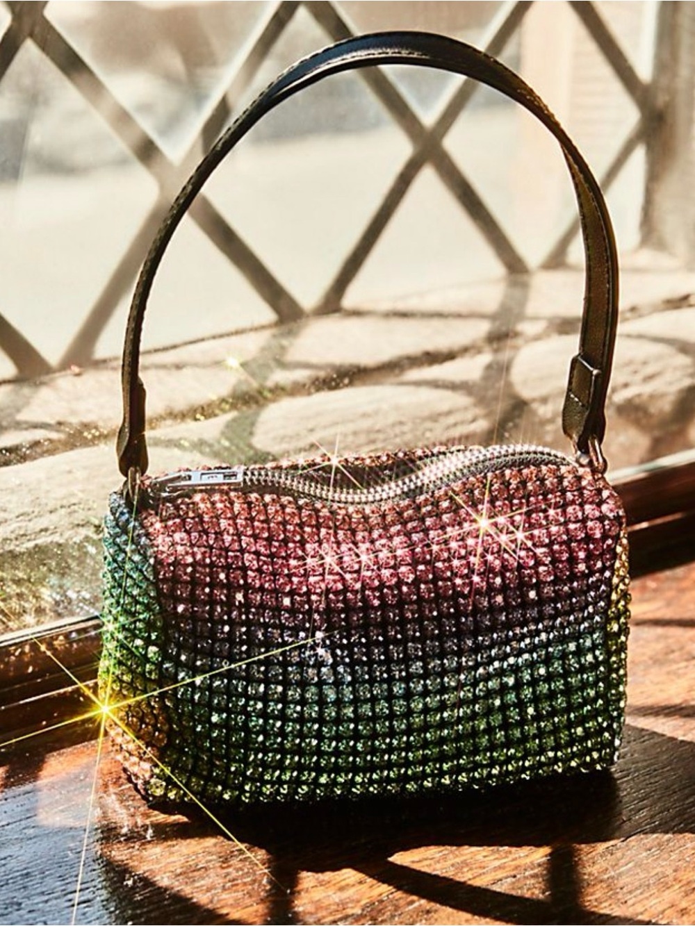 Free People Rainbow Prism Clutch with a shoulder chain NWT